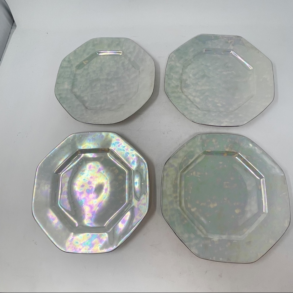 Lot of 4 MCM Vintage STEUBENVILLE OHIO Opal Finish Octagonal Bread Plates 8”